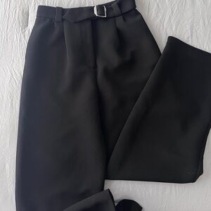 Maje Black High-Waist Tailored Trousers with Belt